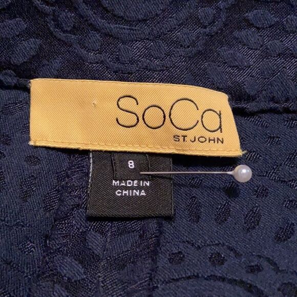 SoCa St. John jacquard dark navy pants 8 - Picture 7 of 10